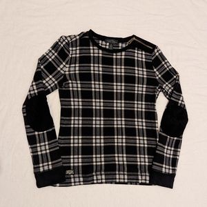 Ralph Lauren Plaid Shirt - Faux Suede Elbow Patches - Shoulder Zipper - Women S